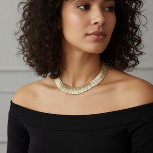 Chunky Collar Necklace - Gold & Silver-Tone  – Vintage Bold Statement Jewelry